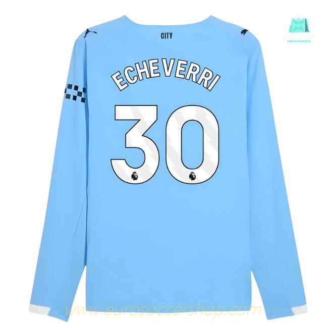 2025-2026 Man City Authentic Long Sleeve Home Shirt (Echeverri 30)