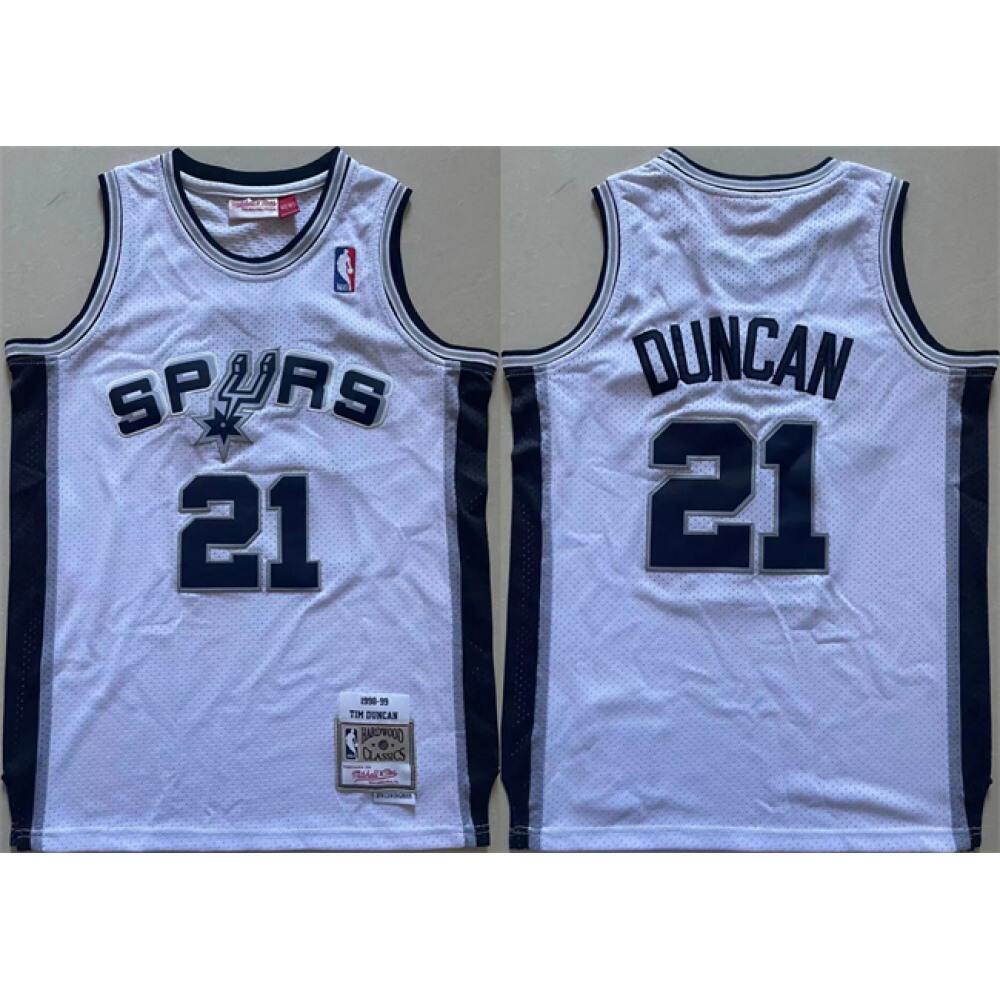 Youth Spurs #21 Tim Duncan White Stitched Jersey
