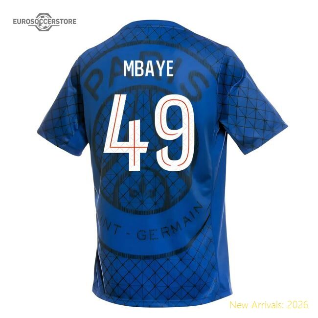Genuine 2025-2026 Psg Academy Pro Home Pre Match Shirt (Royal) (Mbaye