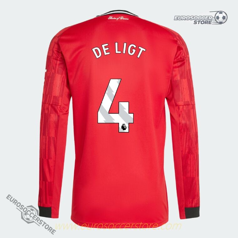 DE LIGT #4 Manchester United 25-26 Home Long Sleeve Football Jersey