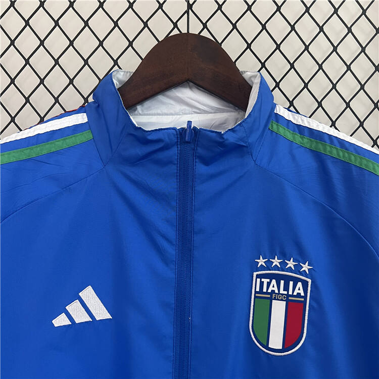UEFA Euro 2024 Italy Reversible Trench Jacket WhiteBlue - Official