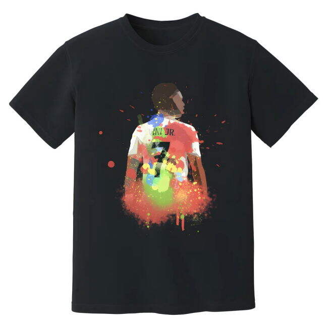 Vinicius Jr Real Madrid Art T-Shirt (Black) - Match Day Ready - Cus...