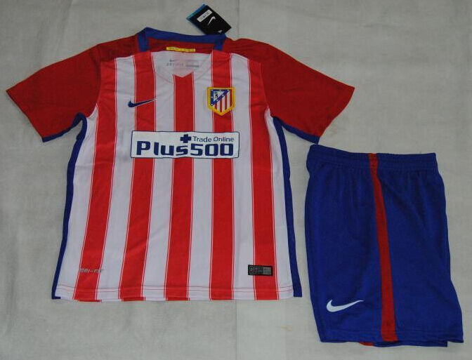 Kids Atletico Madrid 2015-16 Home Soccer KitShirtShorts - Official