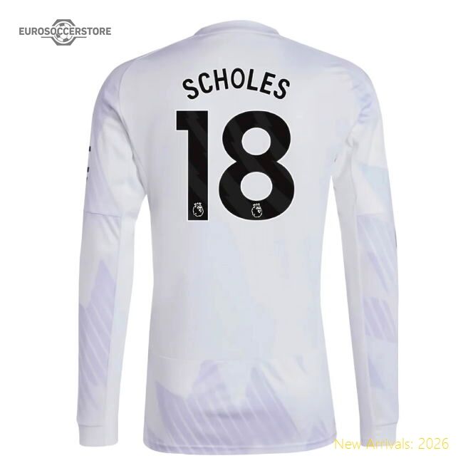 Official 2025-2026 Man Utd Long Sleeve Away Shirt (scholes 18)
