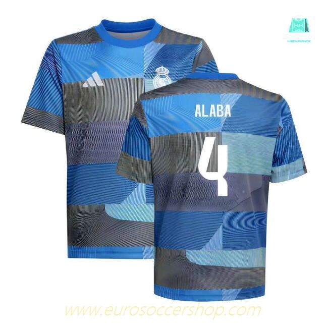 2025-2026 Real Madrid Pre-Match Shirt (Blue) - Kids (Alaba 4)