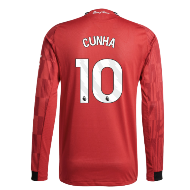 Intense Football Man Utd Authentic Long Sleeve Home Shirt Cunha #1...