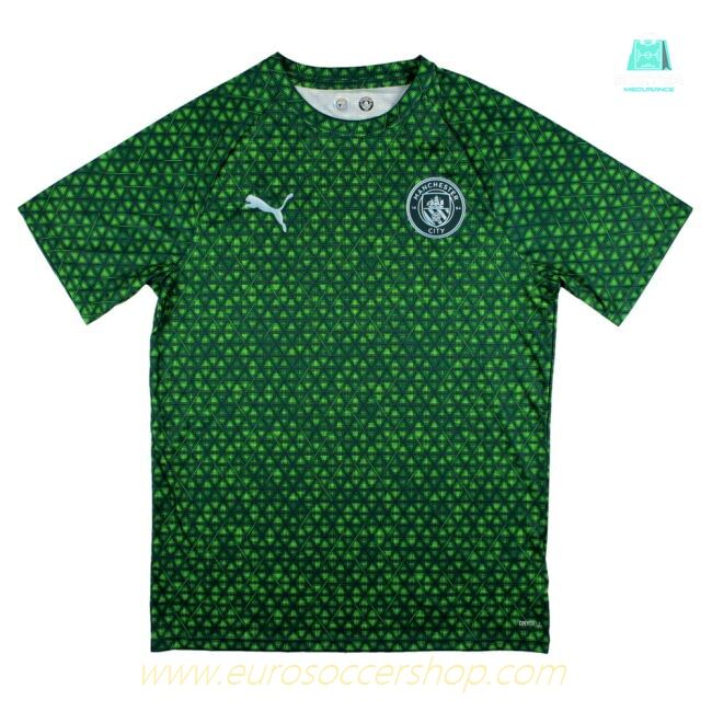 2025-2026 Man City Warm Up Jersey (Green Terrain) - Kids (Your Name)