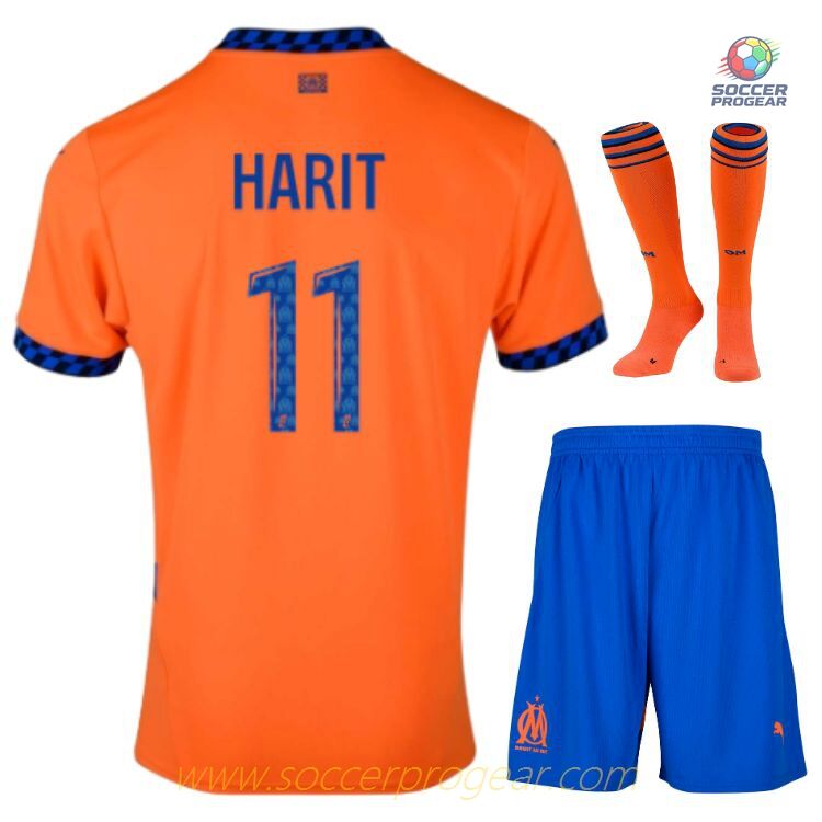 OM Third Children Jersey Set Soccer Jersey 2024-2025 Season Harit
