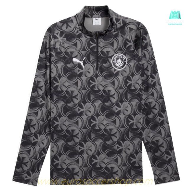 2025-2026 Man City Warm Up 1/4 Zip Top (Black)