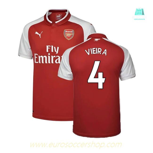 Arsenal 17/18 Home Football Shirt Adult Size XS ((Excellent) XS) (Vieira 4)