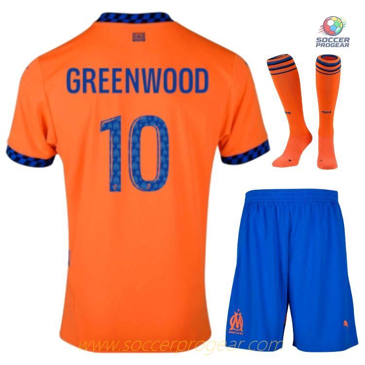 OM Player Version Third Youthren's Jersey Set Soccer Football Shirt 2024-25 Edition Greenwood