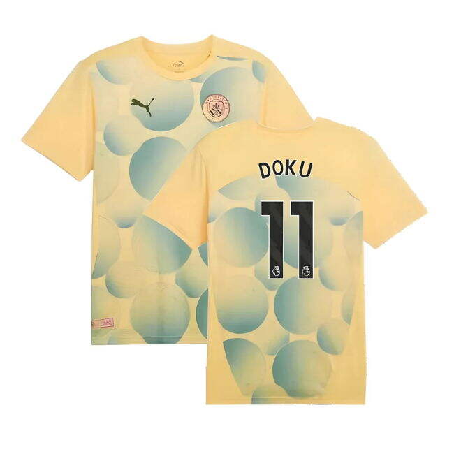 Pro Series Football Man City Prematch Ss Shirt Flaxen Kids Doku #1...