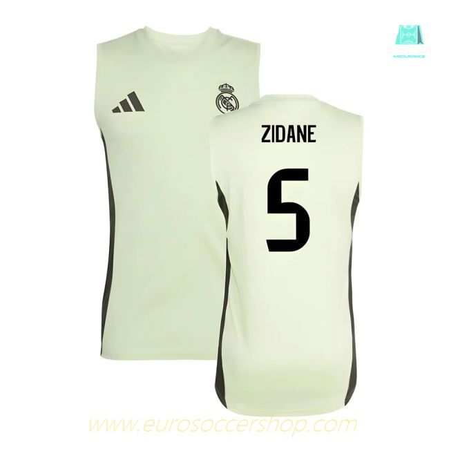 2025-2026 Real Madrid Sleeveless Training Jersey (Almost Lime) (Zidane 5)