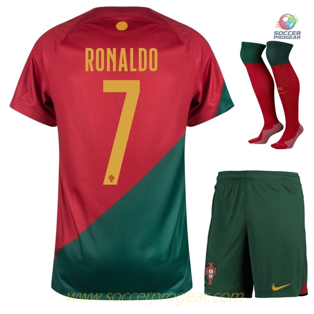 PORTUGAL Player Version CHILDREN'S JERSEY HOME WORLD CUP 2022 RONALDO