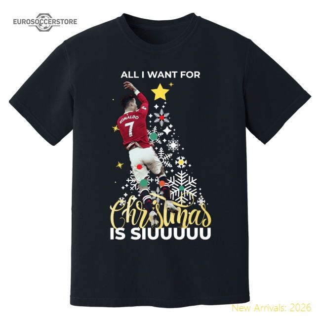 Premium Cristiano Ronaldo Christmas T-shirt (black) - Premium Quality
