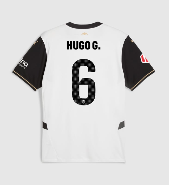 Home Jersey of Valencia CF: HUGO G. No.6 for the 24-25 Season