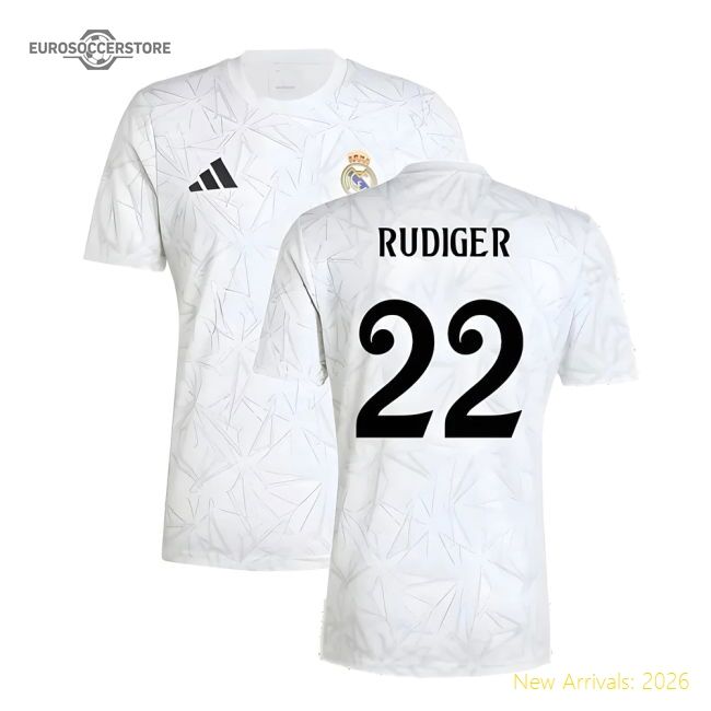 2024-2025 Real Madrid Pre-match Shirt (white) (rudiger 22)