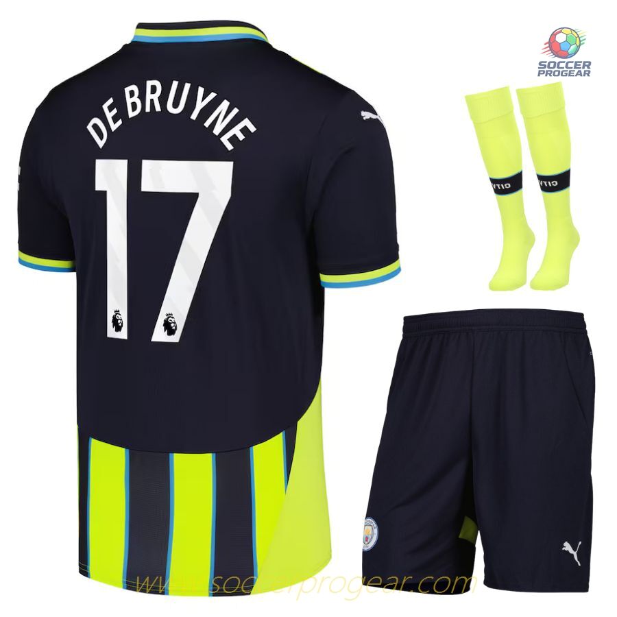 Manchester City Away Child Kit Shirt 2024-25 Edition De Bruyne