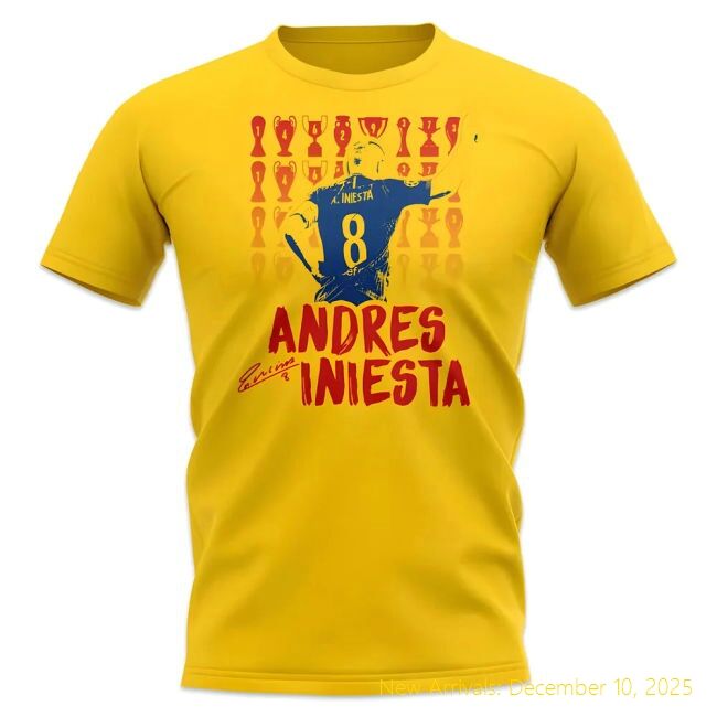 Andres Iniesta Trophy Count T-Elite Shirt (Yellow) - Competitive Price