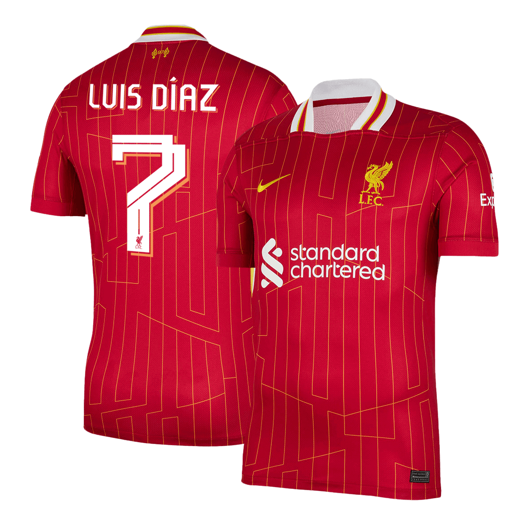 Luis D¨ªaz #7 Liverpool Home Soccer Jersey 2024/25 - UCLAuthentic Kit