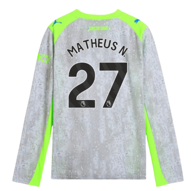 2025-2026 Man City Long Sleeve Third Shirt (Kids) (Matheus N. 27)