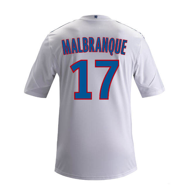 13-14 Olympique Lyonnais 17 Malbranque Home White Jersey Shirt -