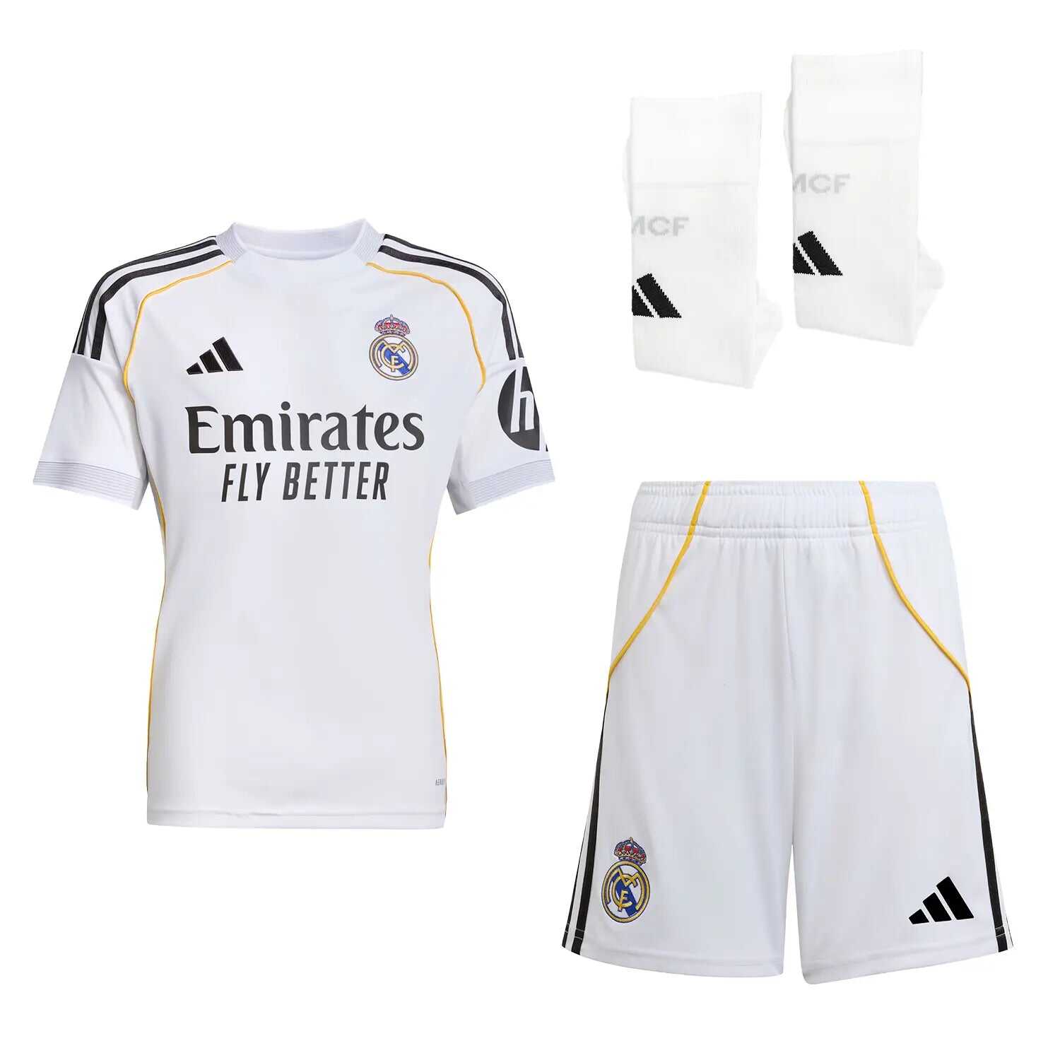 Kid's Real Madrid Home Soccer Jersey Kit(Jersey+Shorts+Socks) 2025/26A