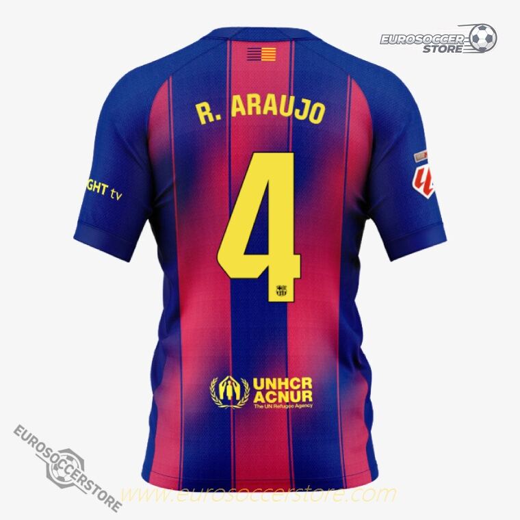 R. ARAUJO's No. 4 Barcelona Home Jersey for the 25-26 Season (Player Version)