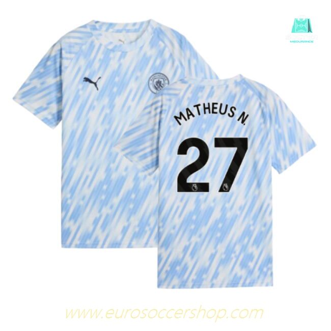 2025-2026 Man City Warm Up Jersey (Silver Sky) - Kids (Matheus N. 27)