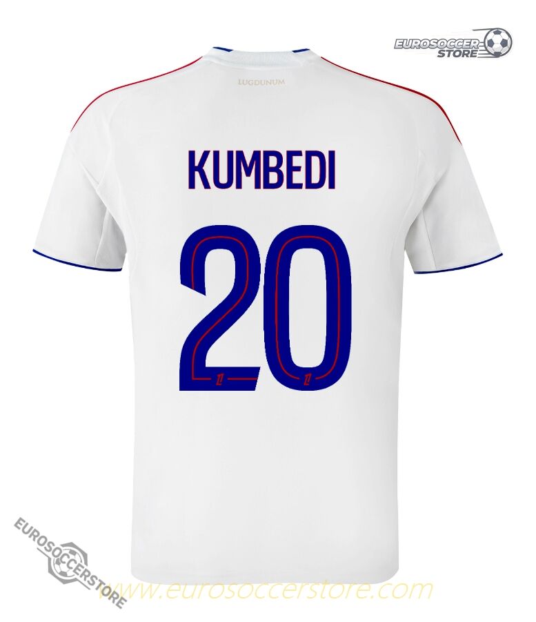 Olympique Lyonnais Lyon Home Jersey 25-26, featuring KUMBEDI with the number 20