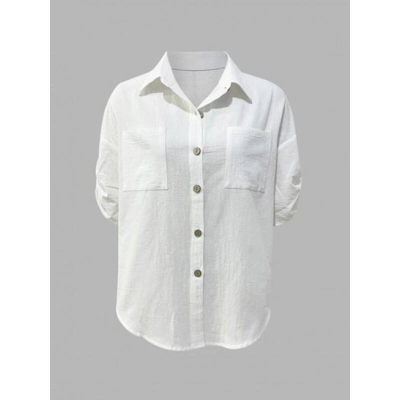 Button Down Front Pockets Shirt AX6591