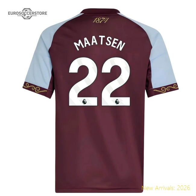 Authentic 2025-2026 Aston Villa Home Shirt (kids) (maatsen 22)
