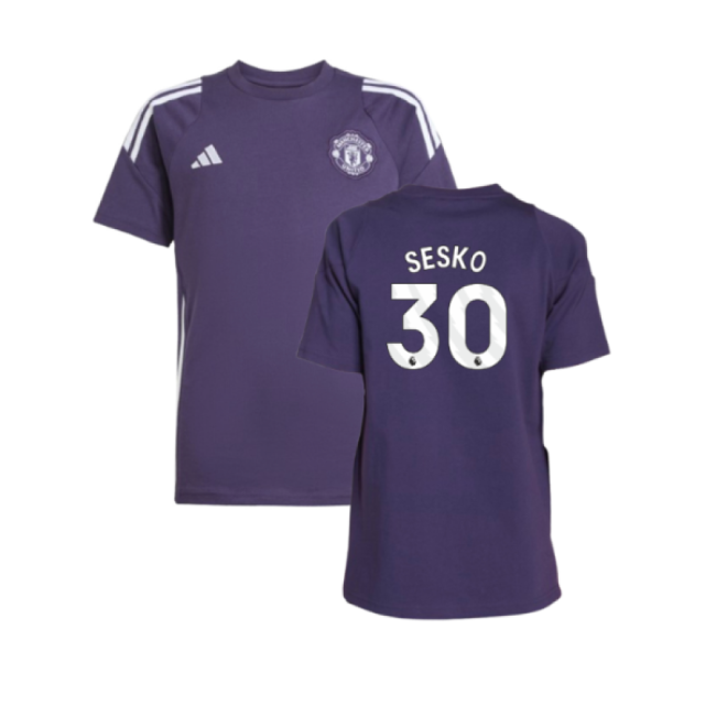 2025-2026 Man Utd Training Tee (Aurora Plum) - Kids (Sesko 30) - ga...