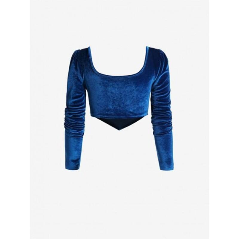 Velour Scarf Hem Crop T Shirt JW3376