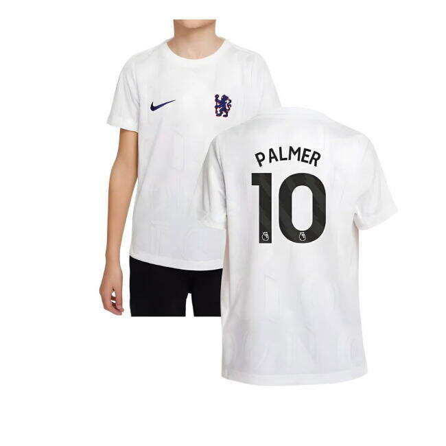 2025-2026 Chelsea Pre-Match Shirt (White) - Kids (Palmer 10)