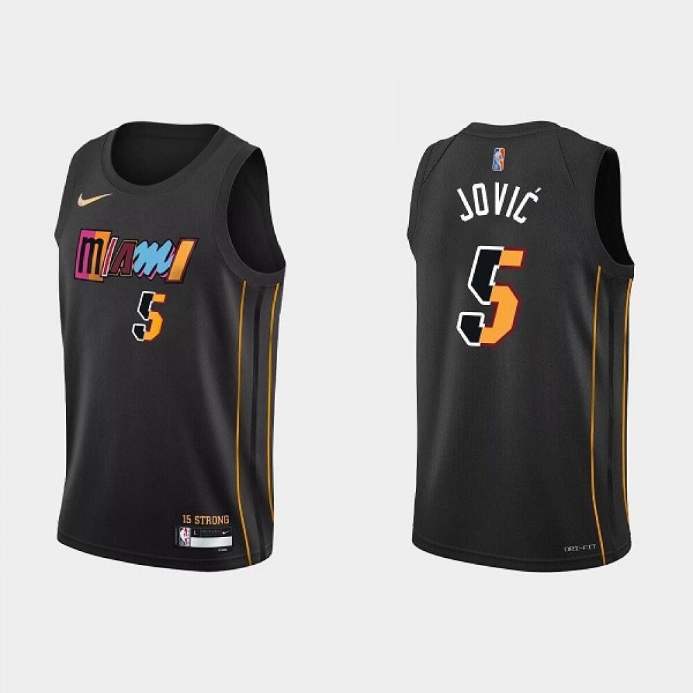 Game Day Value Men's Heat #5 Nikola Black Basketball Jersey