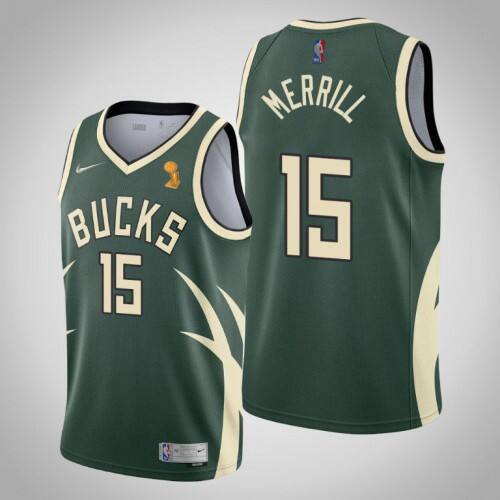 MIL #15 Sam Merrill Professional 2021 Finals NBA Jersey - Green