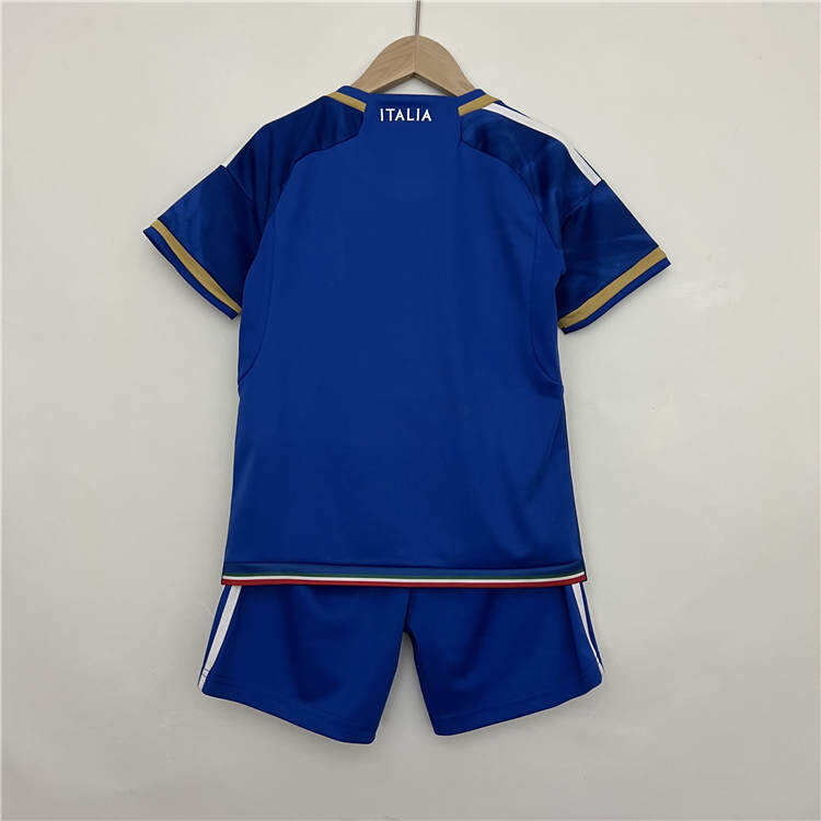 Kids Italy 2023 Home Blue Soccer Kit ShirtShorts - Official Replica