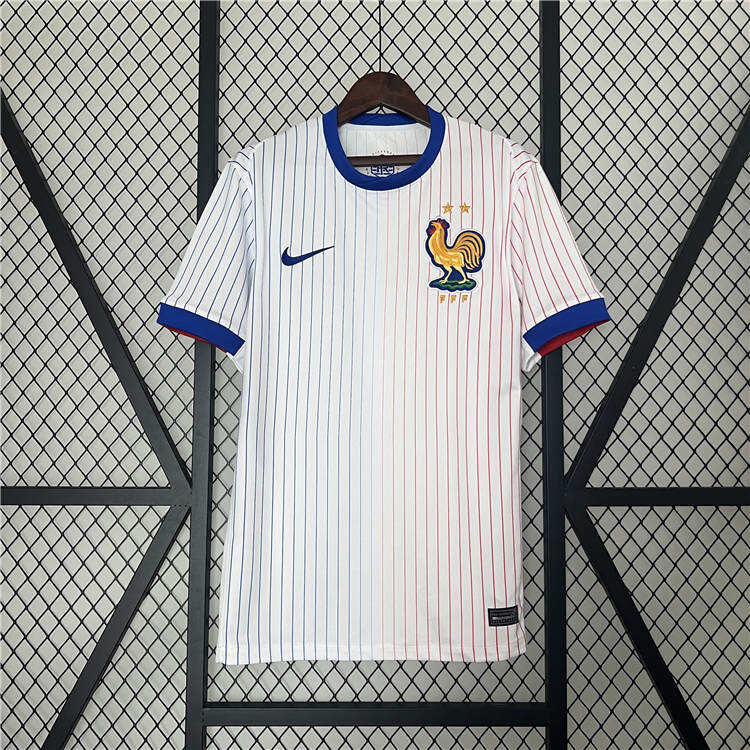 UEFA Euro 2024 France Football Shirt Away White Soccer Jersey -
