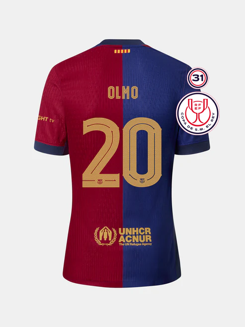 Barcelona's Copa Del Rey Final Jersey for the 24-25 season featuring OLMO 20