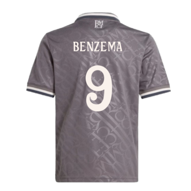 Benzema 9 Latest Real Madrid Third Football Shirt 2024-2025 (Kids)