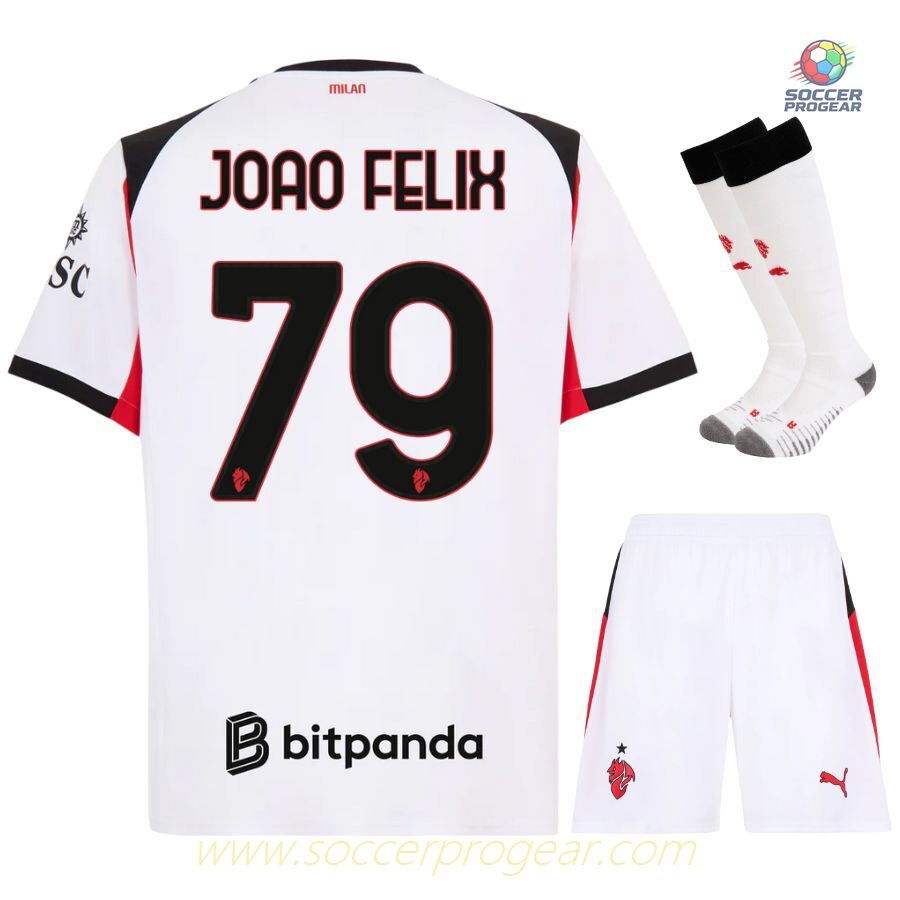 AC Milan Away Kids Edition Jersey Set Team Jersey 2025/26 Collection Joao Felix