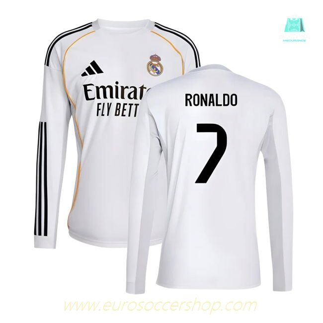 2025-2026 Real Madrid Long Sleeve Home Shirt (Ronaldo 7)