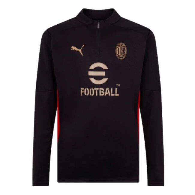 2024-2025 AC Milan Training 1/4 Zip Top (Black)