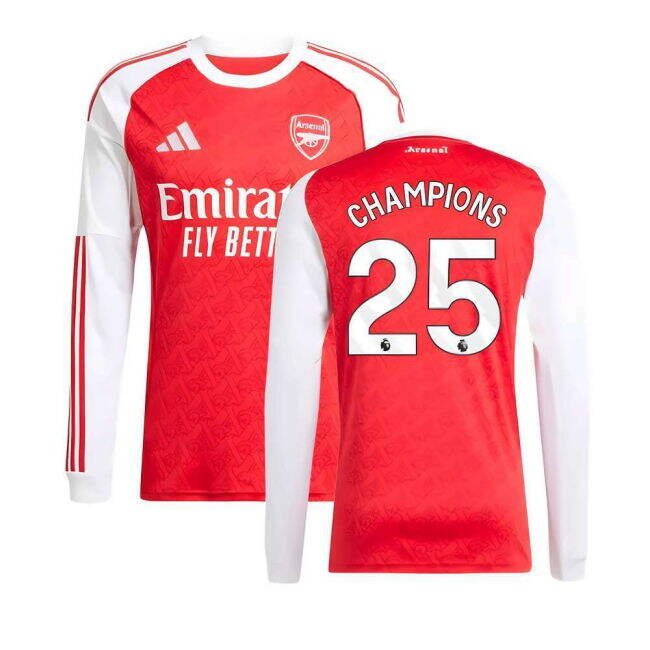 2025-2026 Arsenal Long Sleeve Home Shirt (Champions 25)