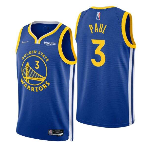 Nike Warriors #3 Chris Paul Royal Men¡¯s 2021-22 NBA 75th Anniversary Diamond Swingman Jersey ¨C Icon Edition