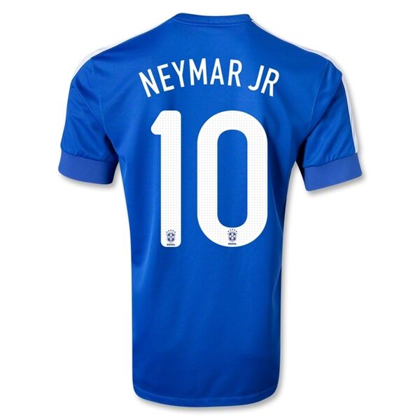 2013 Brazil 10 NEYMAR JR Blue Away Jersey Shirt - Neymar Signature