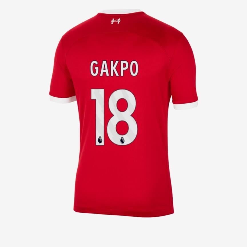 Liverpool's GAKPO 18 Home Jersey for the 23-24 season