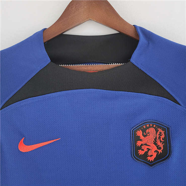 Comfort Fit World Cup 2022 Netherlands Soccer Shirt Away Blue