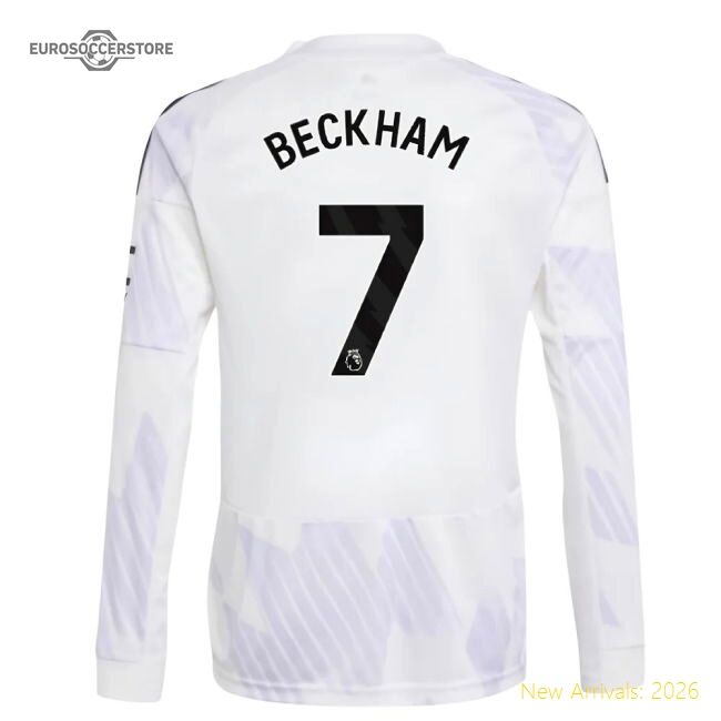 Premium 2025-2026 Man Utd Long Sleeve Away Shirt (kids) (beckham 7)